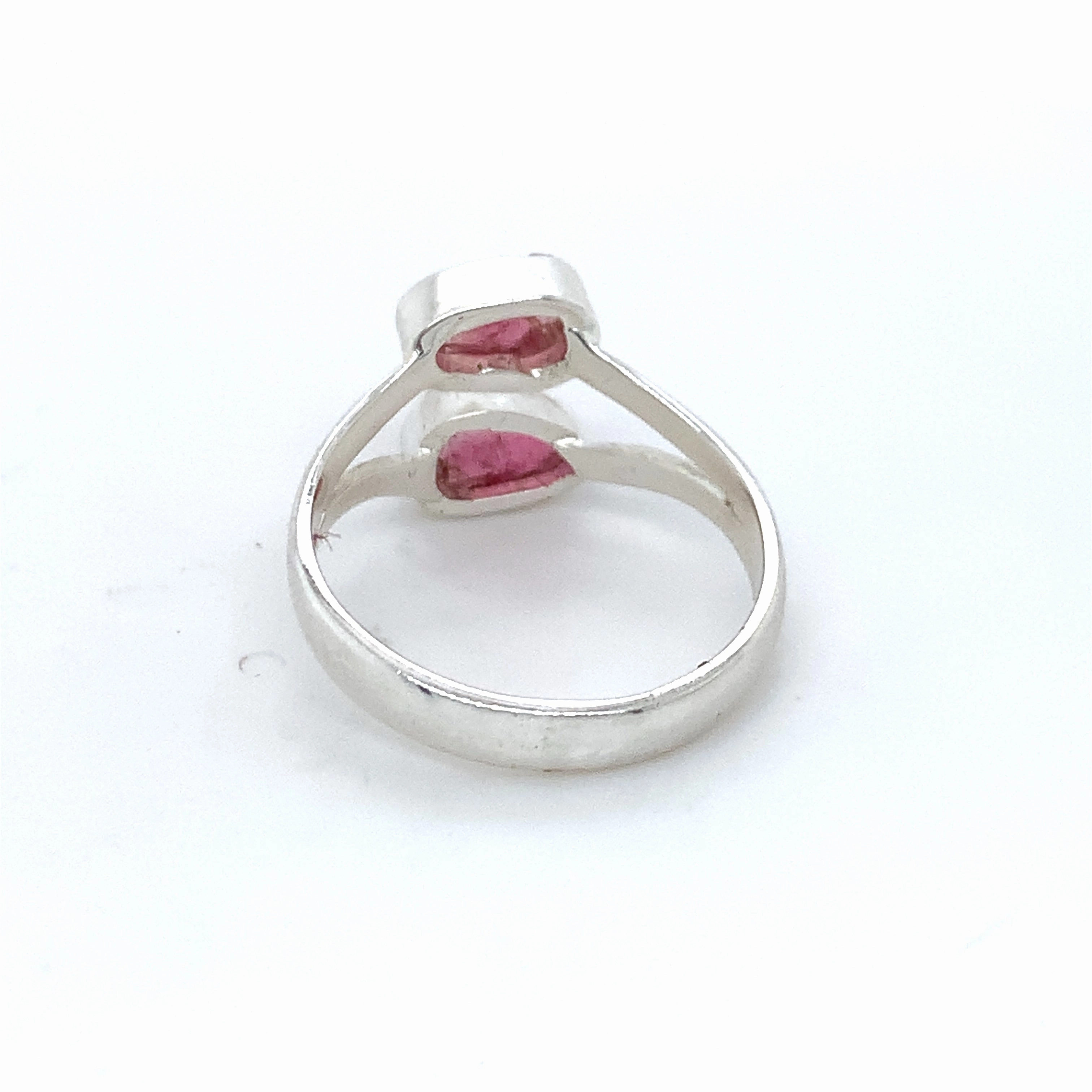 Double Flat Semi-Precious Tourmaline Silver Ring