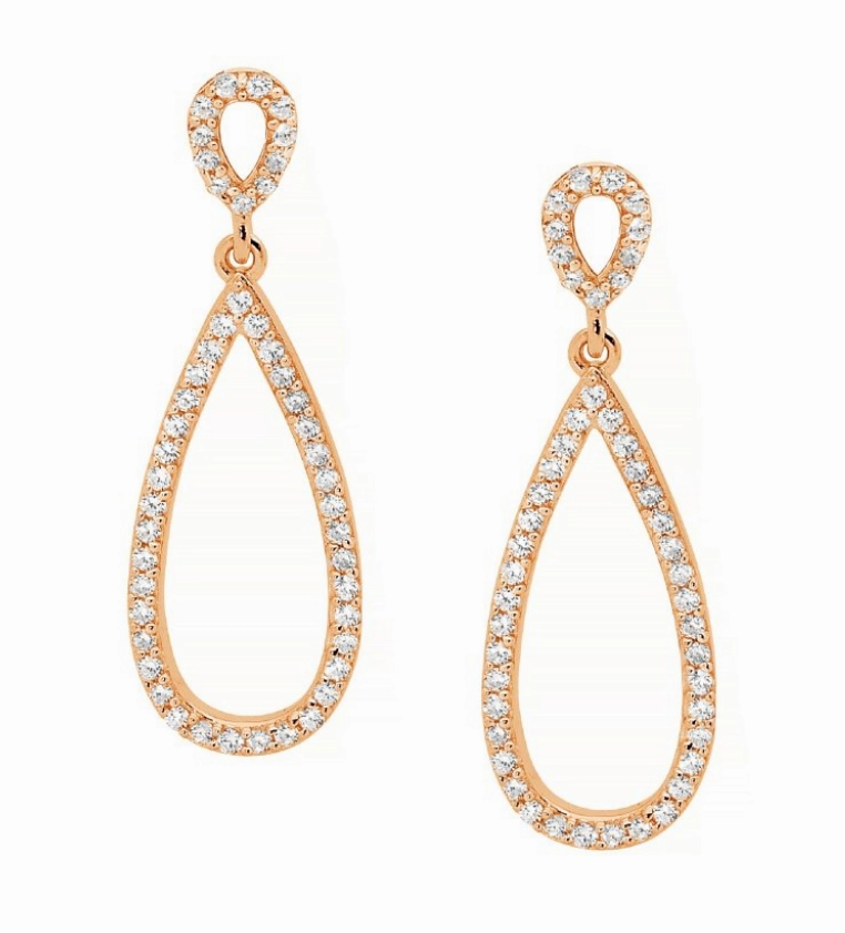 Double Open CZ Teardrop Earrings - 2 colours available