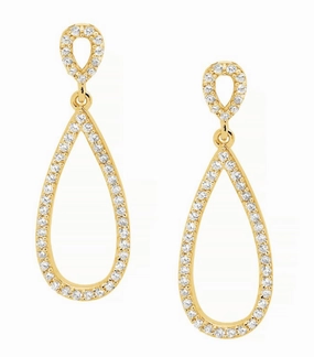 Double Open CZ Teardrop Earrings - 2 colours available