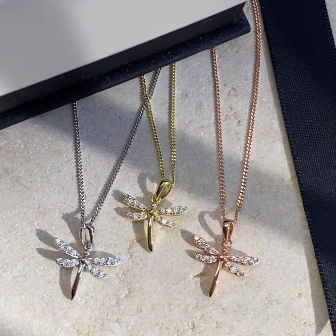 Dragonfly with CZ Pendant - 3 Colours