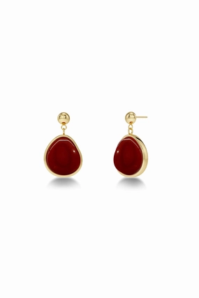 Edblad - Agatha Earring Small Red & Gold