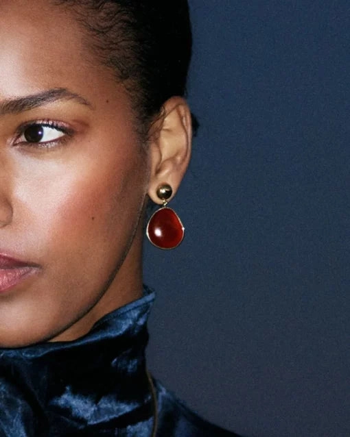 Edblad - Agatha Earrings Large Red & Gold