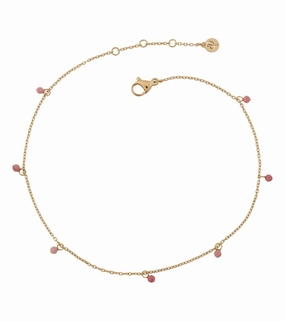 Edblad - Summer Beads Chain Anklet Pink & Gold