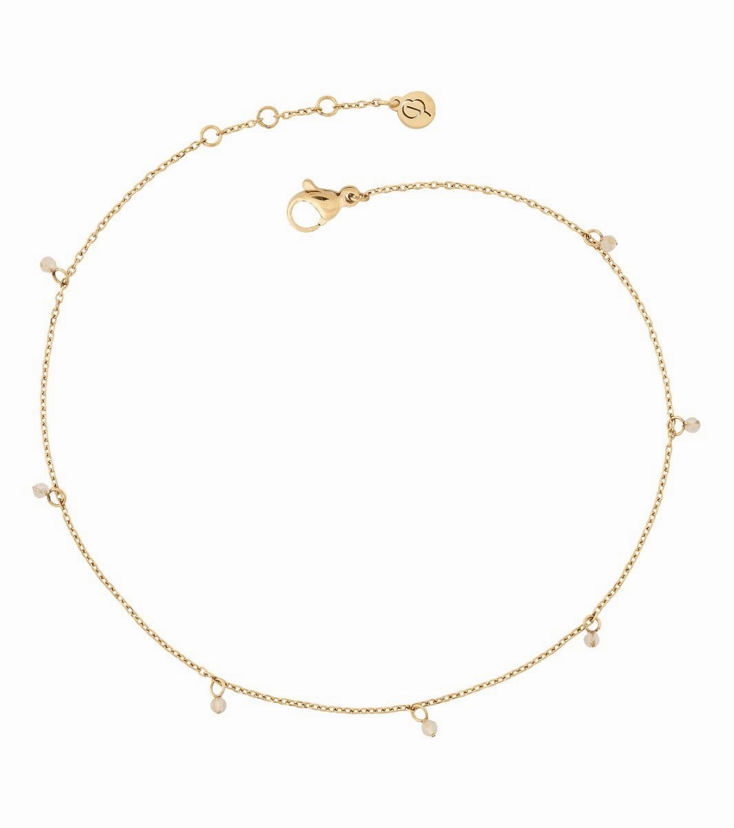 Edblad - Summer Beads Chain Anklet White & Gold