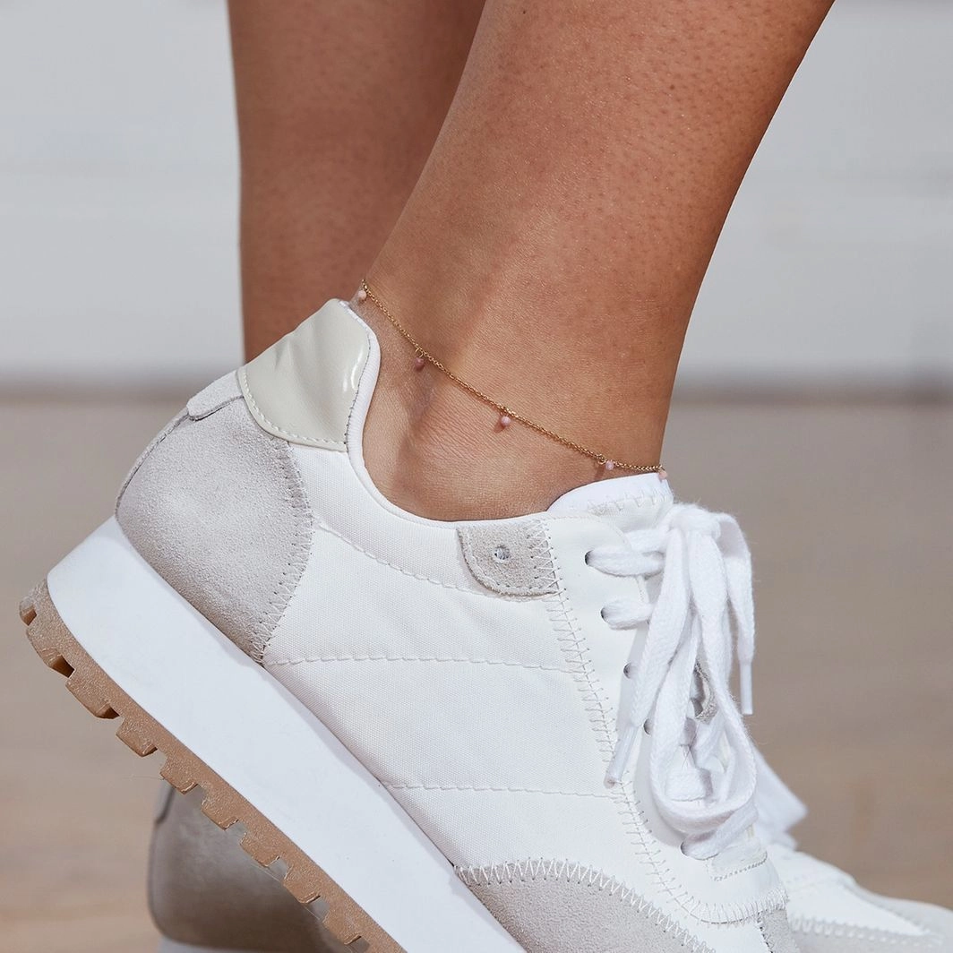 Edblad - Summer Beads Chain Anklet White & Gold