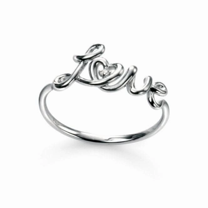 Elements Rhodium Plated Love Ring R3341C