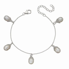 Elements Silver Baroque Style Pearl Drop Charm Bracelet B5176W