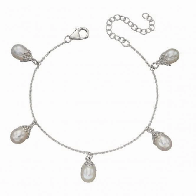 Elements Silver Baroque Style Pearl Drop Charm Bracelet B5176W