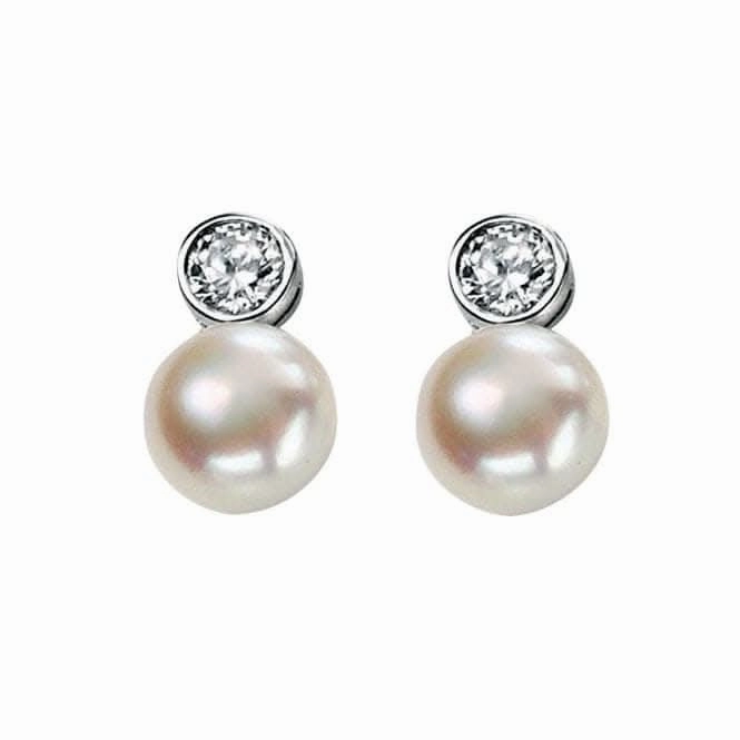 Elements Silver CZ And White Pearl Drop Earrings E3384WZ364