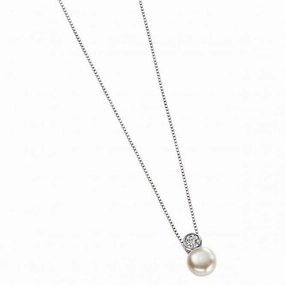 Elements Silver CZ And White Pearl Drop Pendant P2855WZ364N217