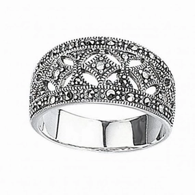 Elements Silver Marcasite Wide Ring R2012Z360