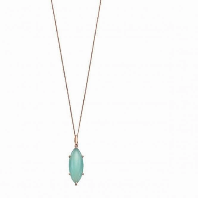 Elements Silver Marquise Cab Aqua Chalcedony Rose Gold Plate Pendant P4690T