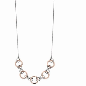 Elements Silver Multi Link Rose Gold Plated Necklace N4294
