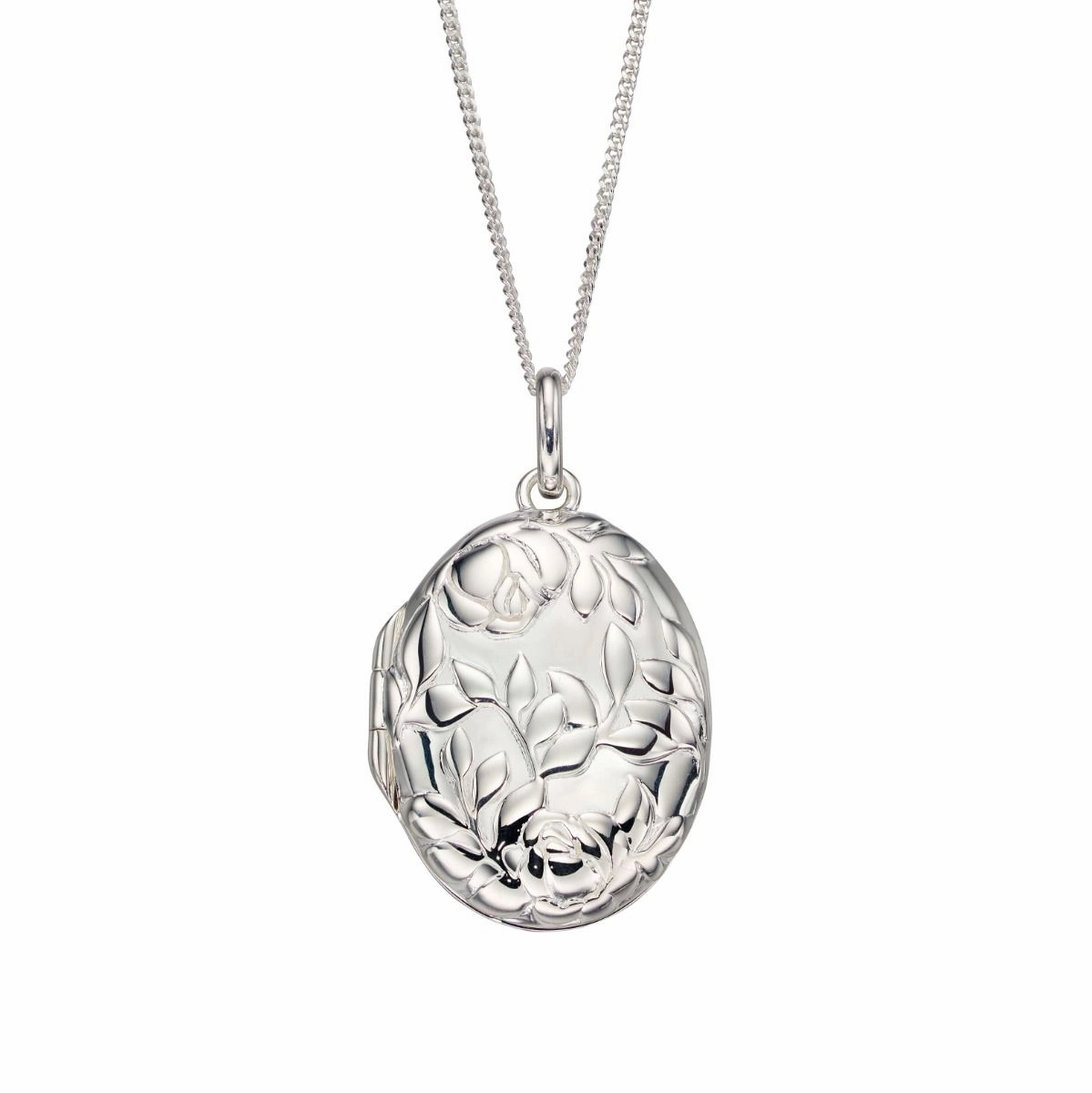 Elements Silver Rose Bush Embossed Locket Pendant P4703
