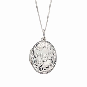 Elements Silver Rose Bush Embossed Locket Pendant P4703