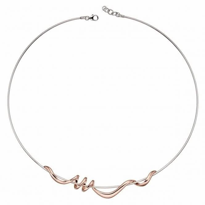 Elements Silver Rose Gold Plated Twist Necklace N4180