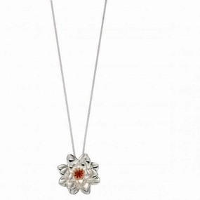 Elements Silver Silver Chrysanthemum Flower Rose Gold Pendant P4670