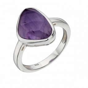 Elements Silver Silver Plate Amethyst Old Rose Cut Ring R3682M