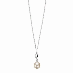 Elements Silver Twisted Pendant With Pearl And CZ P3452WZ364N724
