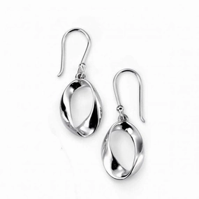 Elements Sterling Silver Open Twist Oval Drop Earrings E4089