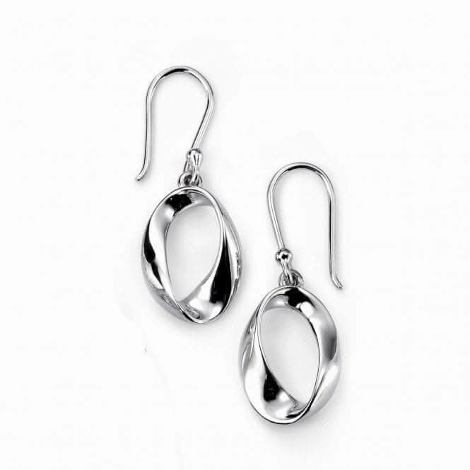 Elements Sterling Silver Open Twist Oval Drop Earrings E4089