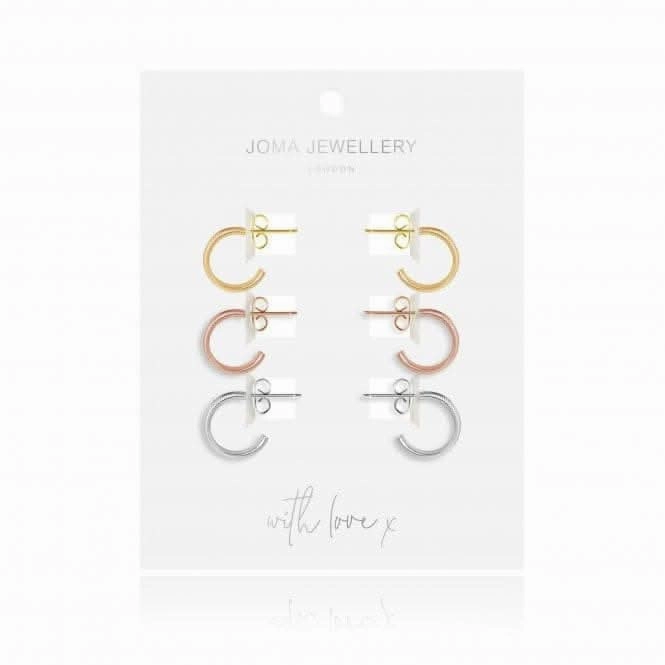 Ella Flat Gold Silver And Rose Gold Earrings 4474