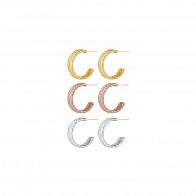 Ella Flat Gold Silver And Rose Gold Earrings 4474