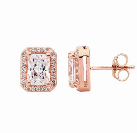 Emerald Cut Stud Earrings - 3 colours