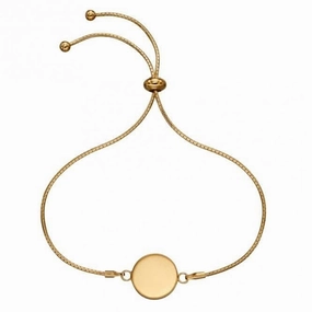 Engravable Gold Plated Disc Toggle Bracelet B5306