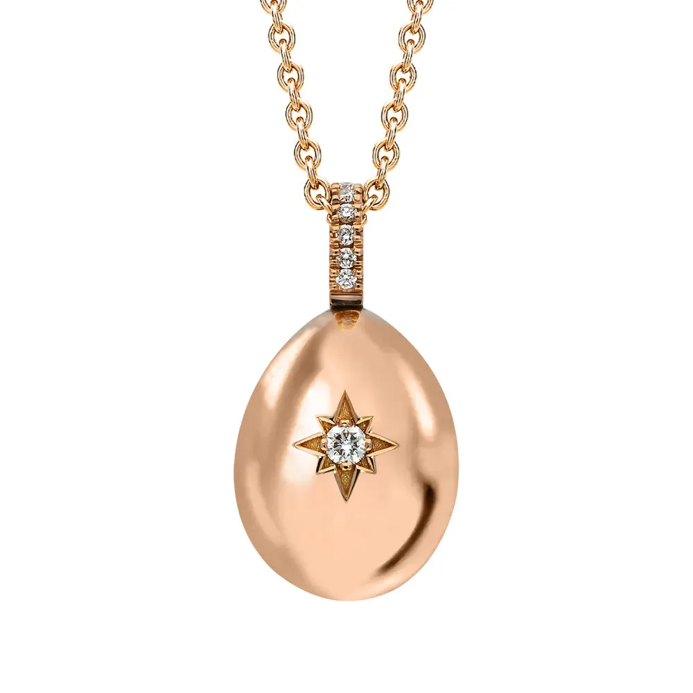 Faberge Essence 18ct Rose Gold 0.08ct Diamond Heart Egg Pendant Exclusive Edition
