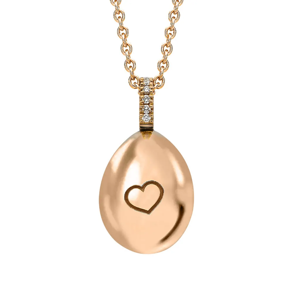 Faberge Essence 18ct Rose Gold 0.08ct Diamond Heart Egg Pendant Exclusive Edition