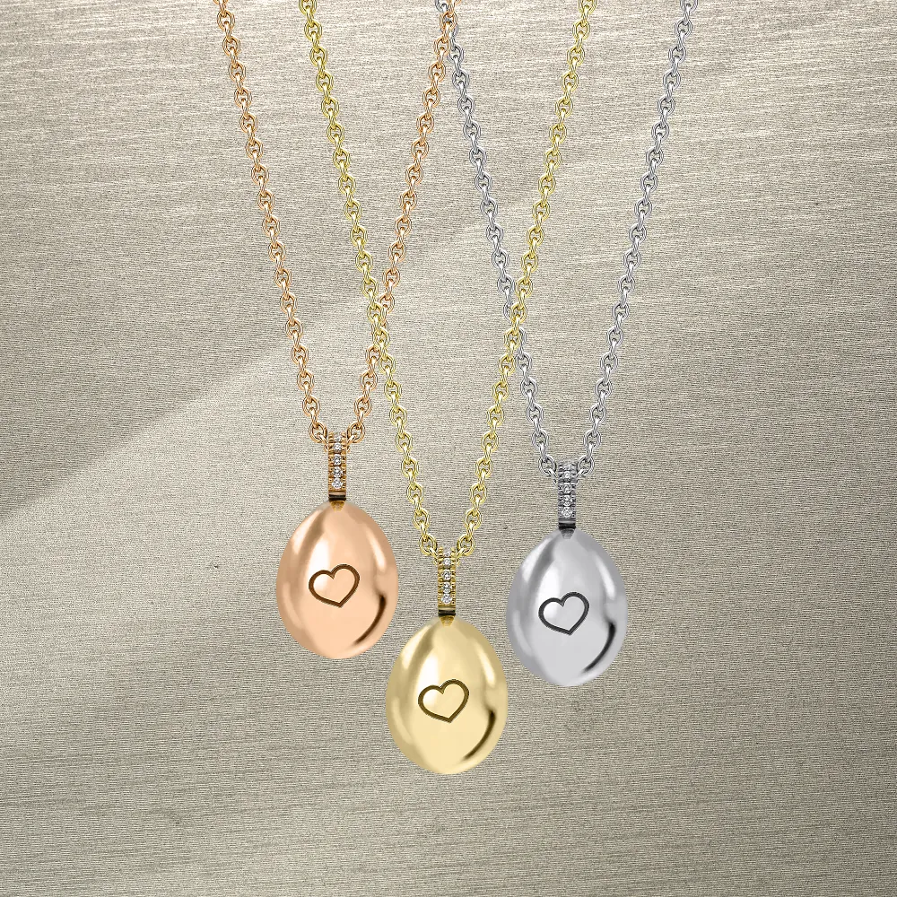 Faberge Essence 18ct Rose Gold 0.08ct Diamond Heart Egg Pendant Exclusive Edition