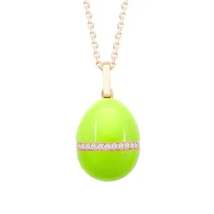 Faberge Essence 18ct Rose Gold Neon Yellow Egg Pendant with Diamond Belt