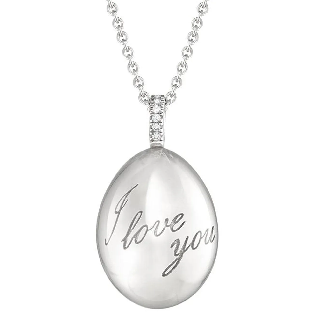 Faberge Essence I Love You 18ct White Gold Pendant