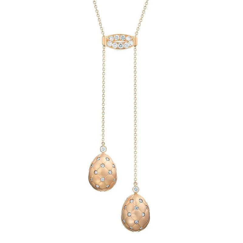 Faberge Treillage Rose Gold Diamond Matt Necklace