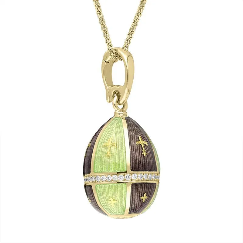 Faberge Victor Mayer 18ct Yellow Gold 0.18ct Diamond Centre Ring Egg Necklace