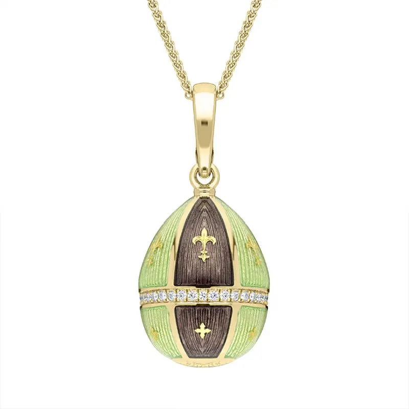 Faberge Victor Mayer 18ct Yellow Gold 0.18ct Diamond Centre Ring Egg Necklace