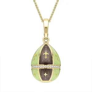 Faberge Victor Mayer 18ct Yellow Gold 0.18ct Diamond Centre Ring Egg Necklace
