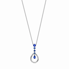 Faberge Colours of Love 18ct White Gold Sapphire Fluted Teardrop Pendant