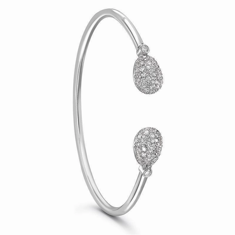 Faberge Emotion 18ct White Gold White Diamond Open Set Bangle