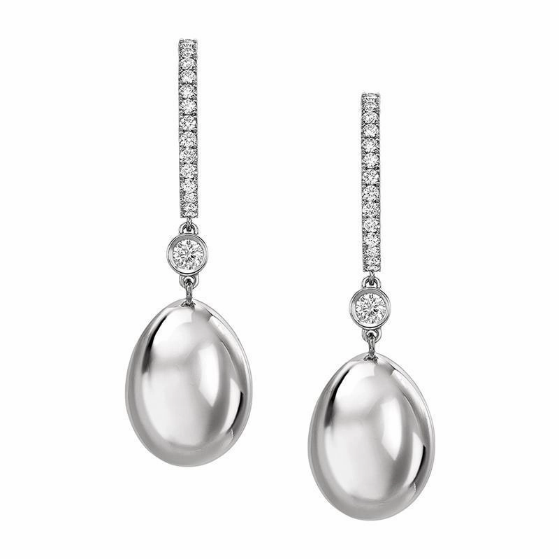 Faberge Essence 18ct White Gold Diamond Simple Earrings