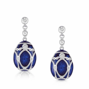 Faberge Palais Yelagin 18ct White Gold Diamond Royal Blue Earrings