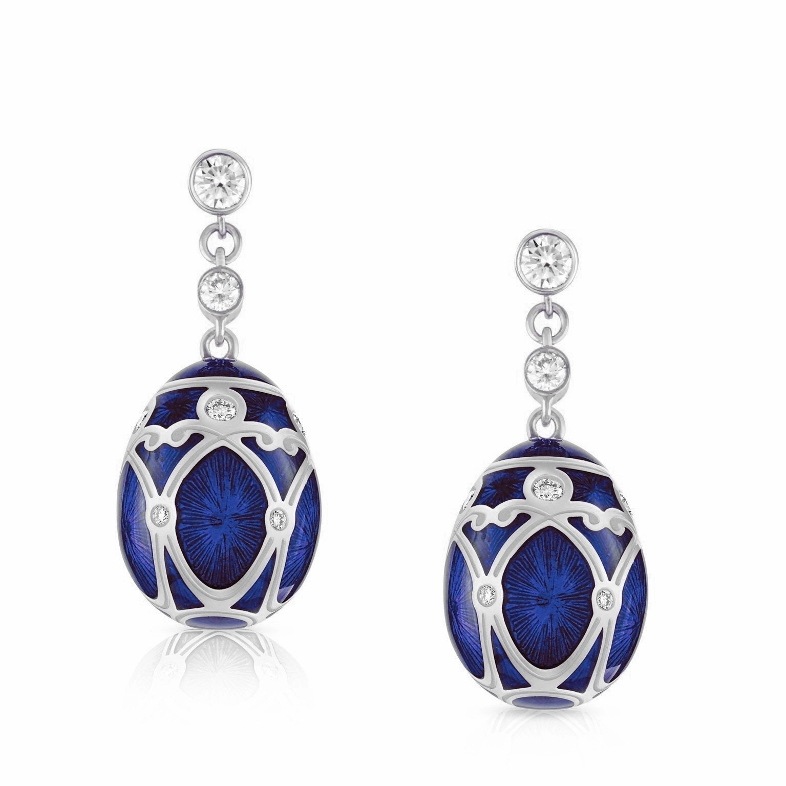 Faberge Palais Yelagin 18ct White Gold Diamond Royal Blue Earrings