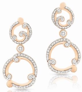 Faberge Rococo 18ct Rose Gold Pave Diamond Drop Earrings D