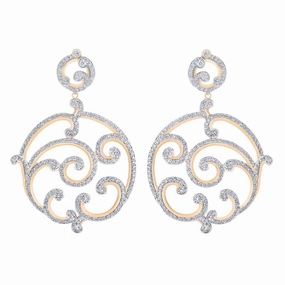 Faberge Rococo 18ct Rose Gold Pave Diamond Grand Earrings