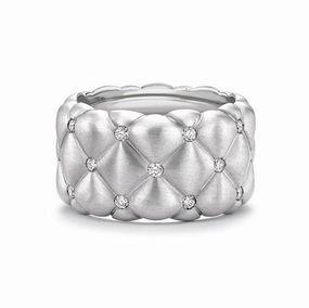 Faberge Treillage 18ct White Gold Diamond Wide Ring