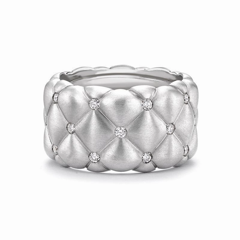 Faberge Treillage 18ct White Gold Diamond Wide Ring