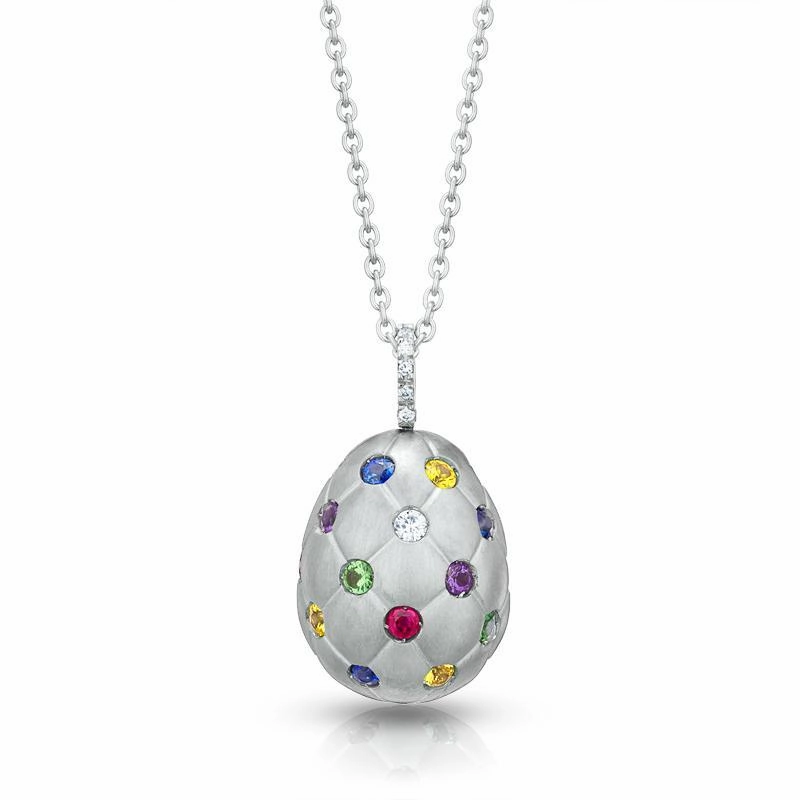 Faberge Treillage 18ct White Gold Multi-Coloured Matt Pendant