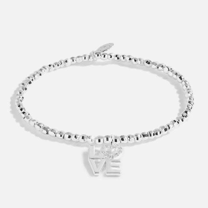 Faceted A Little Love Silver 17.5cm Stretch Bracelet 5253