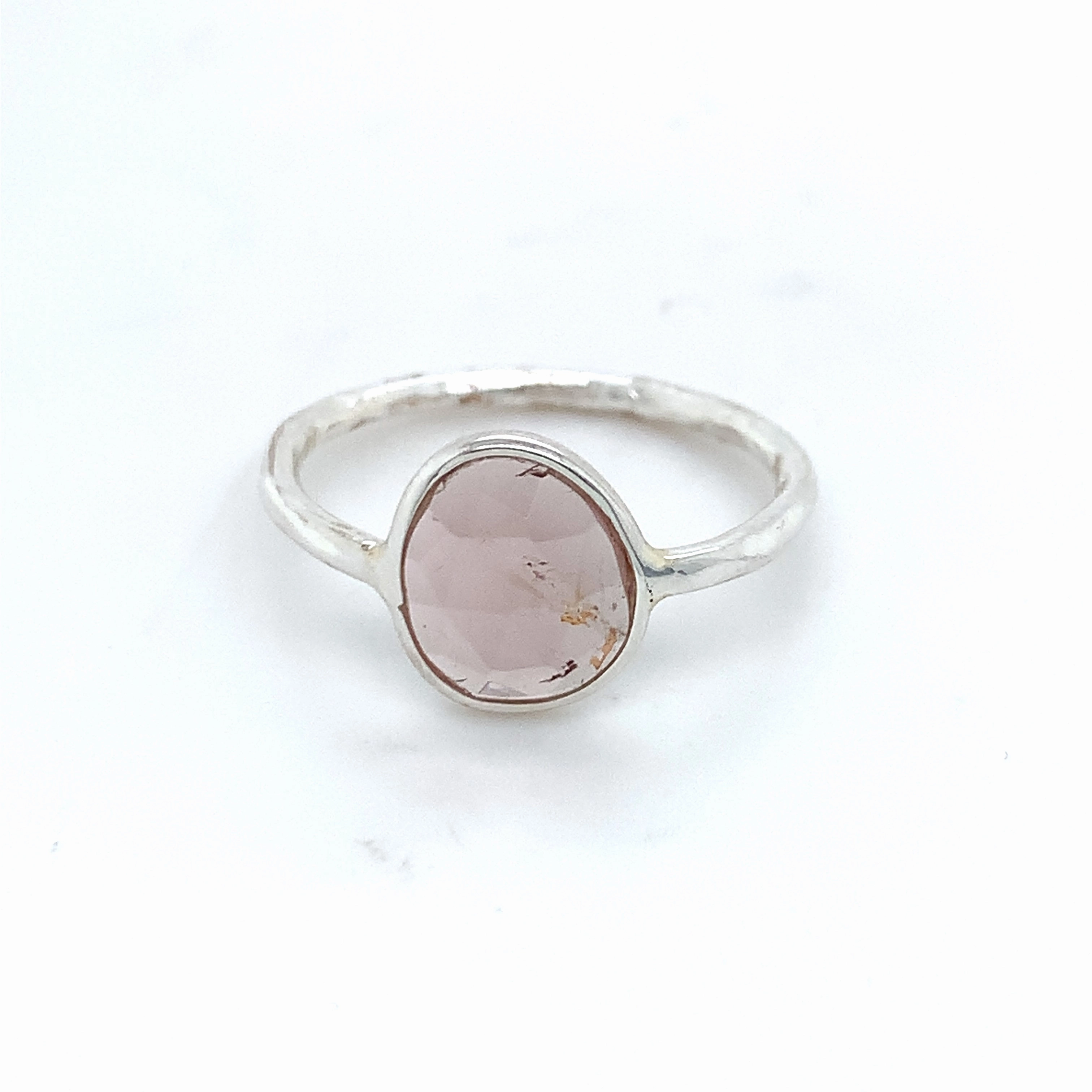 Flat Semi-Precious Tourmaline Silver Ring